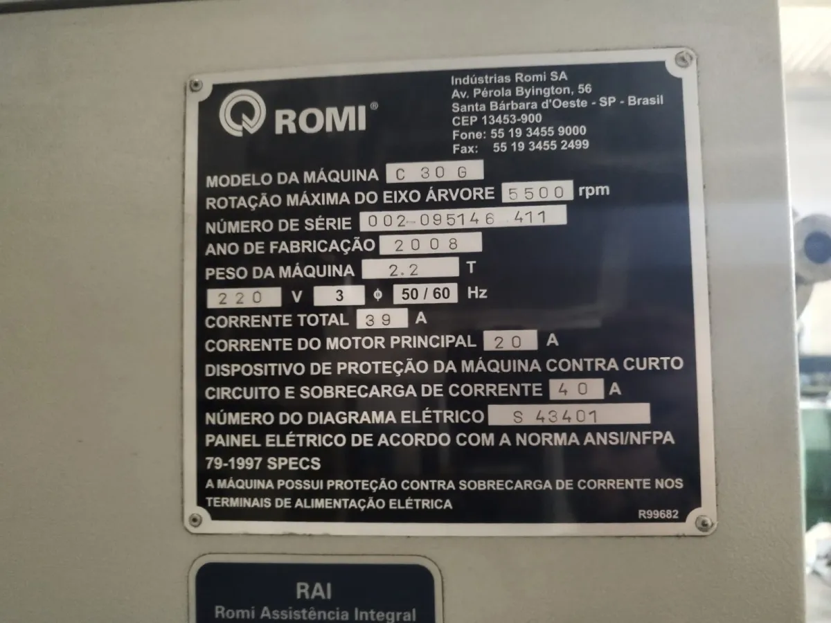 Torno Cnc Romi Centur 30g